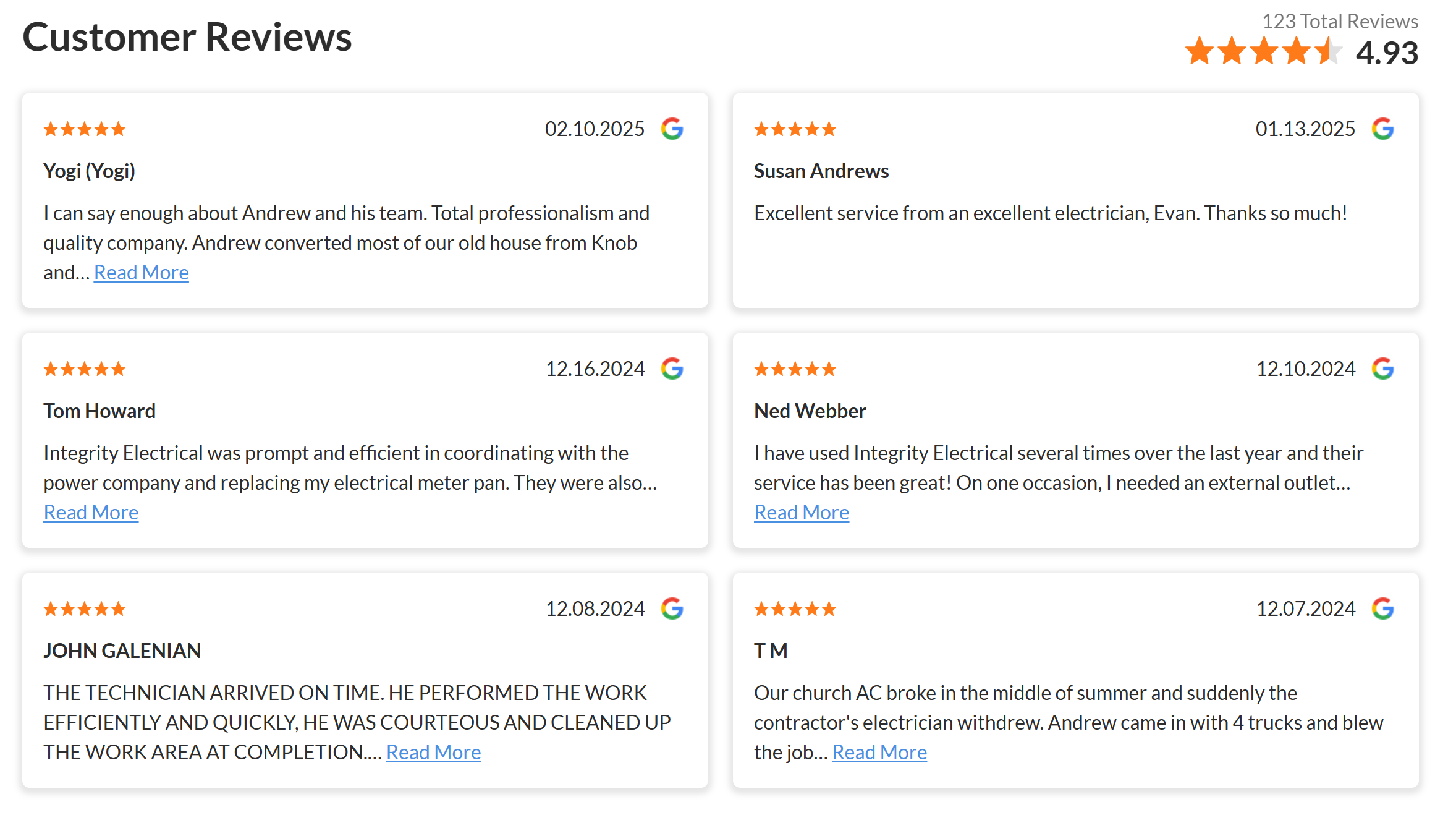 Integrity Electrical Reviews