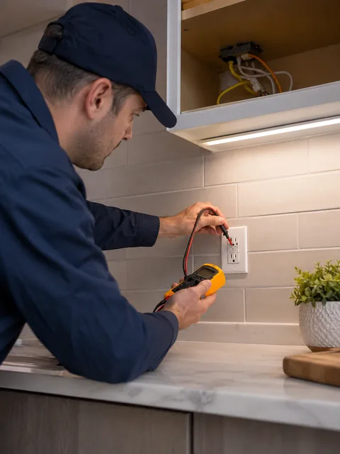 Electrician performing an Electrical Inspection in a Avon By The Sea - NJ basement near the service panel